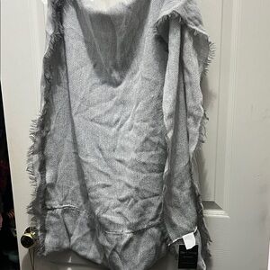 Gray Fringed Infinity Scarf